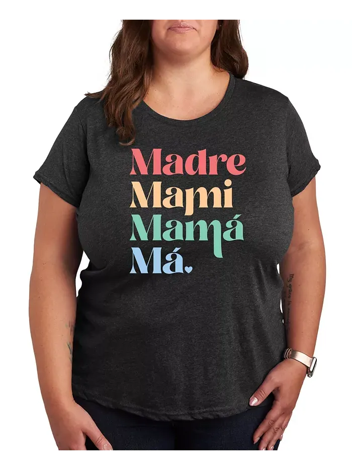 Футболка с рисунком Madre Mami Mama Plus Size Hybrid Apparel — изображение 1 из 3, серый