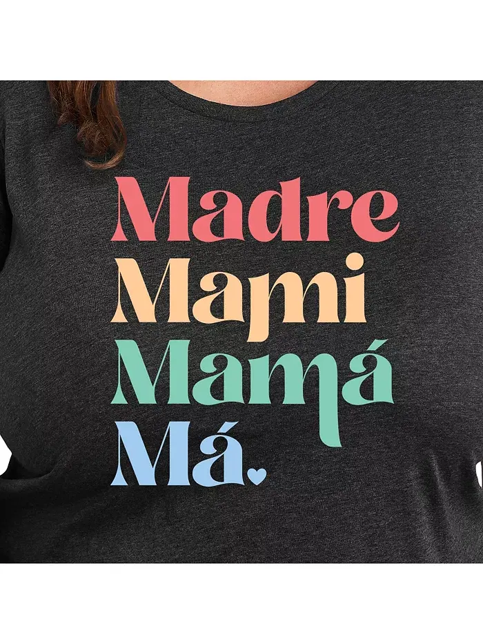 Футболка с рисунком Madre Mami Mama Plus Size Hybrid Apparel — изображение 2 из 3, серый