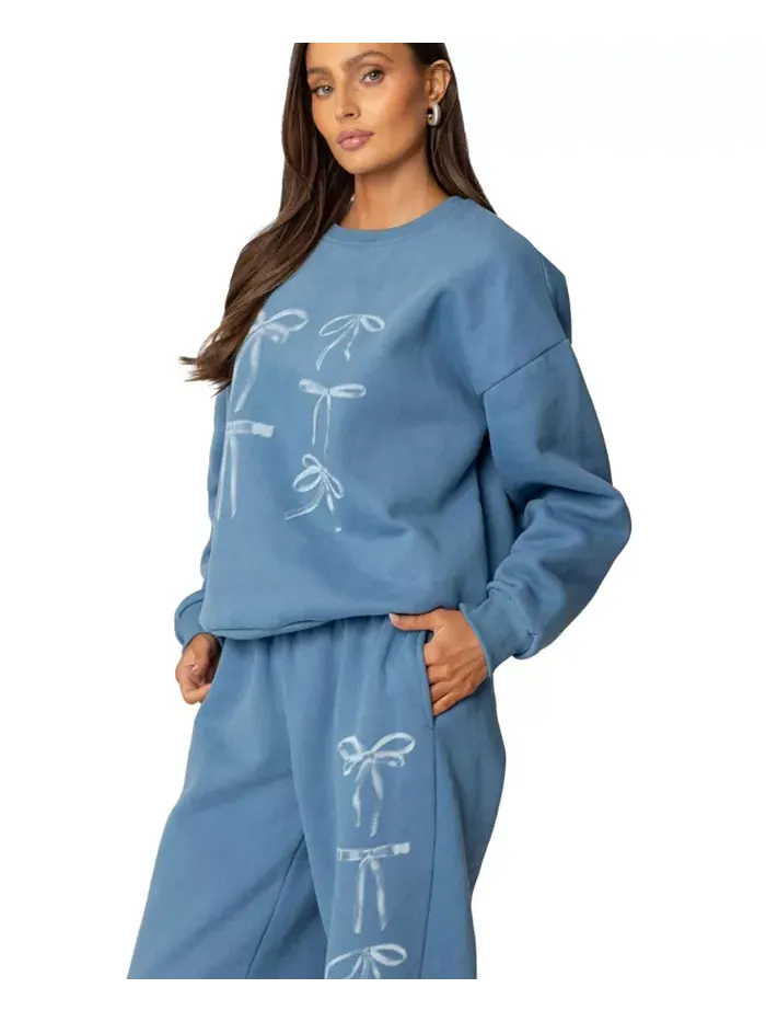Женская толстовка Bow Bliss oversize Edikted — изображение 2 из 4, синий