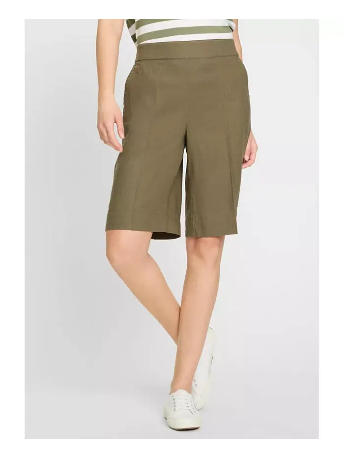 Женские шорты Mona Fit из вискозы и льна Olsen — изображение 1 из 6, оливковый