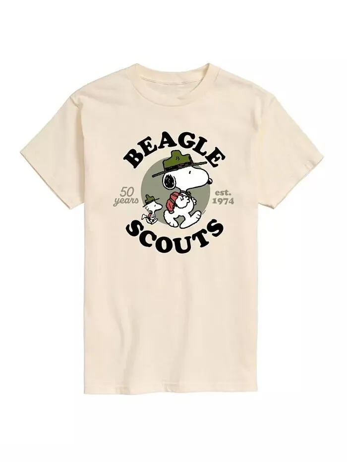 Мужская футболка с короткими рукавами Hybrid Apparel Snoopy Woodstock Beagle Scout AIRWAVES — изображение 1 из 3, бежевый