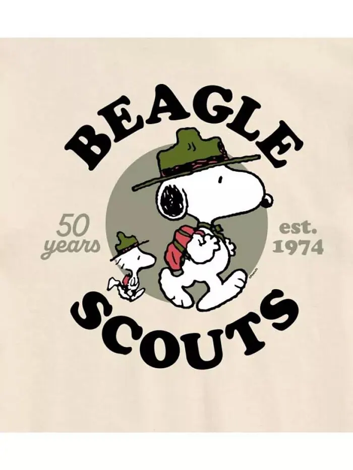 Мужская футболка с короткими рукавами Hybrid Apparel Snoopy Woodstock Beagle Scout AIRWAVES — изображение 3 из 3, бежевый