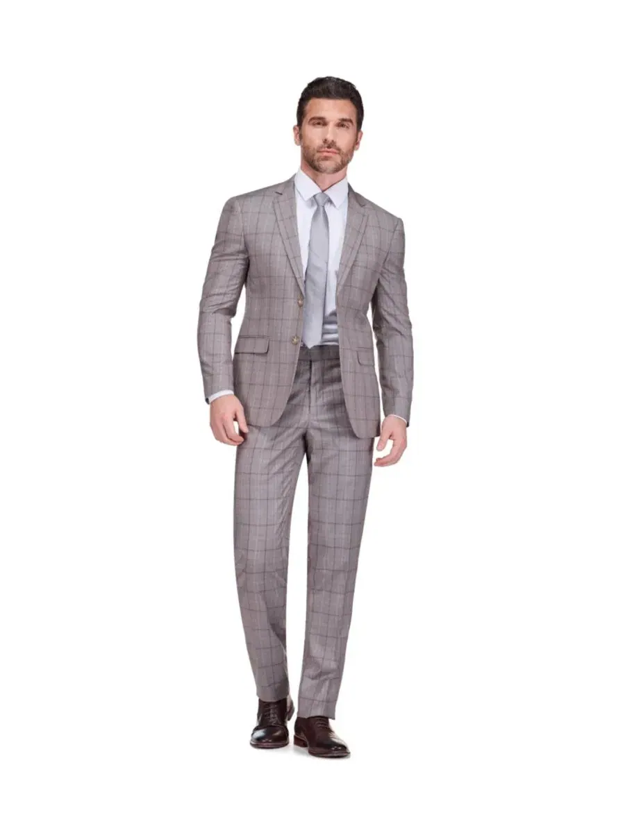 Костюм-двойка Slim Fit с принтом в клетку, модели Performance Stretch Plaid Gino Vitale — изображение 2 из 3