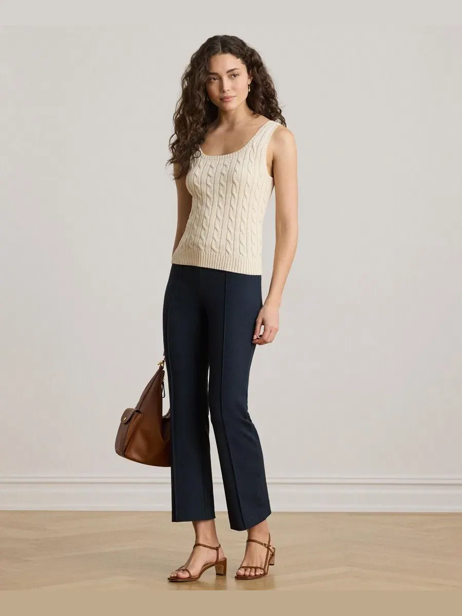 Свитер без рукавов с косами Lauren Ralph Lauren — изображение 3 из 7, кремовый