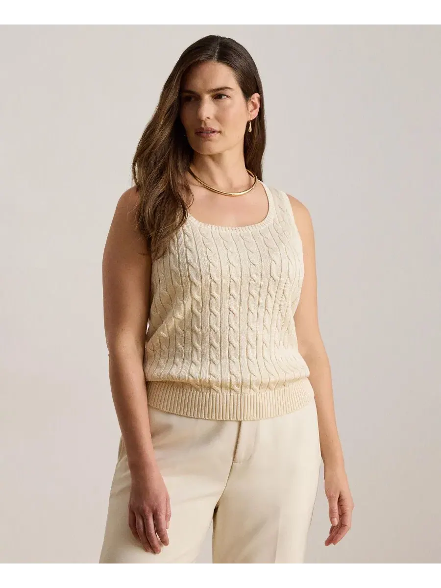 Свитер без рукавов с косами Lauren Ralph Lauren — изображение 4 из 7, кремовый