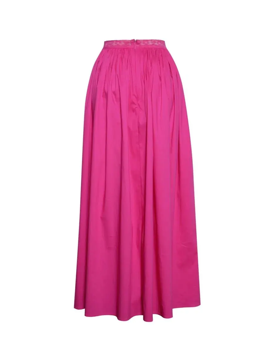 Макси-юбка из хлопкового поплина с кружевной отделкой Martha Fuchsia Miss Circle — изображение 9 из 9, фуксия