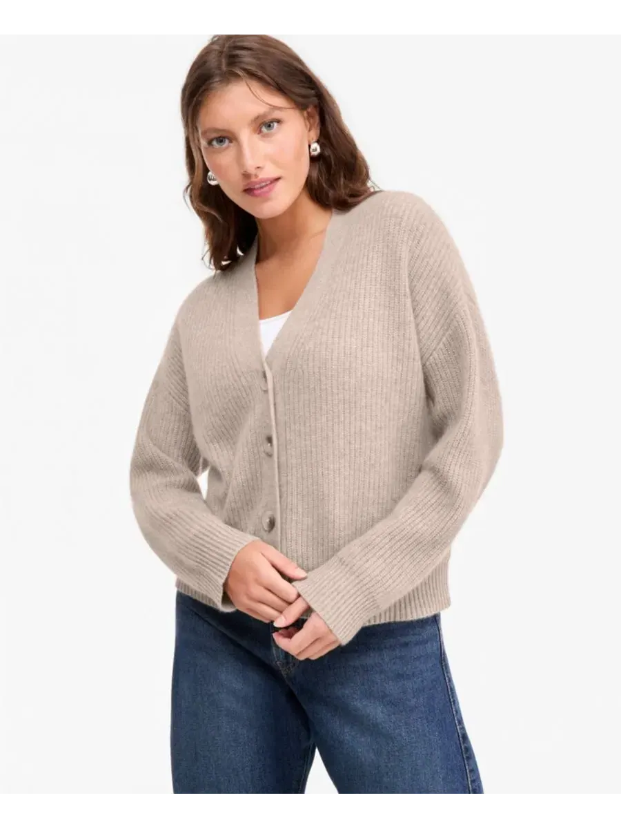 Кардиган с V-образным вырезом, 100% кашемир, Shaker Stitch Charter Club