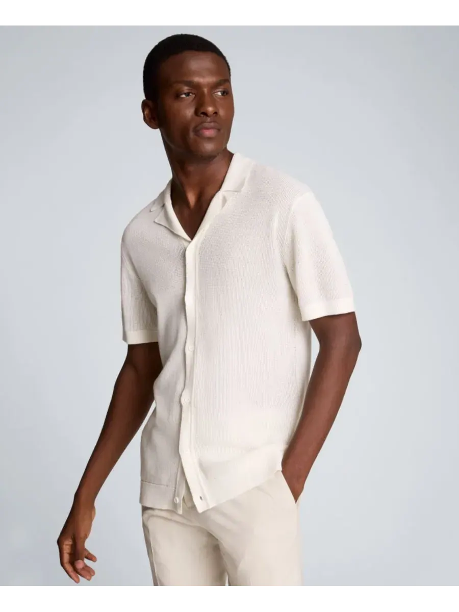 Классическая рубашка-кэмп с коротким рукавом Kenneth Cole — изображение 3 из 5, белый