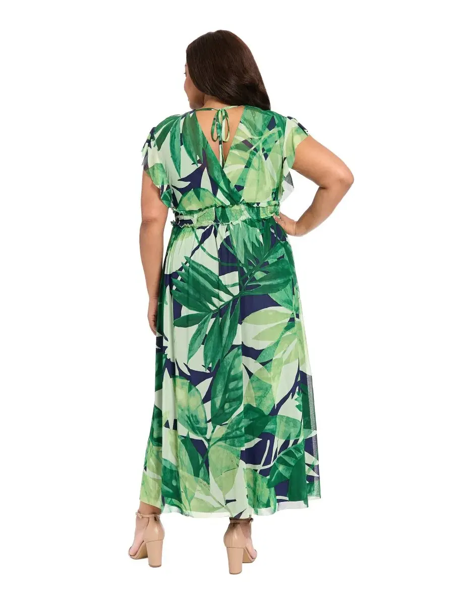 Платье-макси с запахом, без рукавов, модель Flutter-Sleeve Surplice Neck Tiered Maxi Dress London — изображение 4 из 4