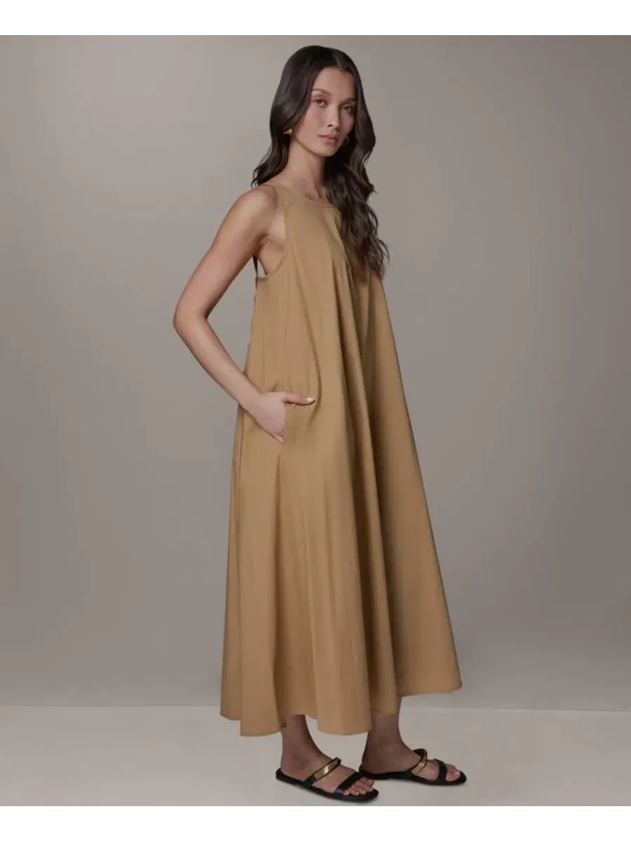 Платье-макси без рукавов с завязками на спине Donna Karan Weekend — изображение 3 из 8, олененок