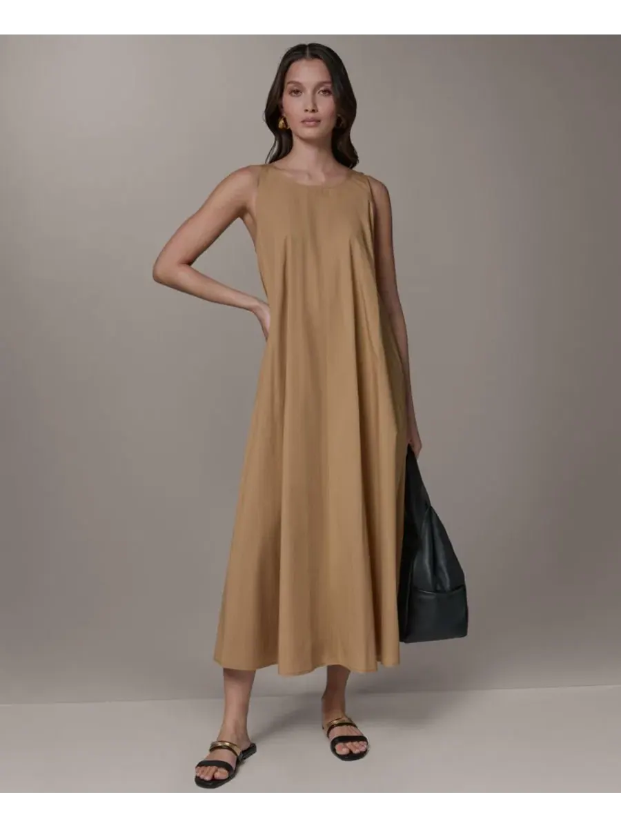 Платье-макси без рукавов с завязками на спине Donna Karan Weekend — изображение 7 из 8, олененок
