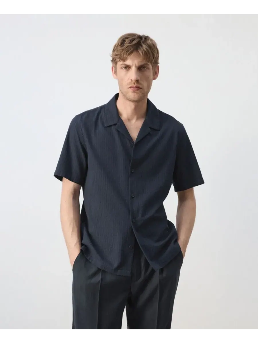 Мужская рубашка свободного кроя с коротким рукавом Regular Fit Cotton Shirt MANGO