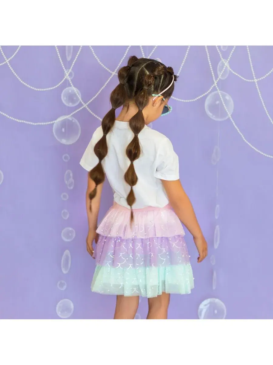 Юбка-пачка из фатина с блеском Mermaid Pearl Sweet Wink — изображение 4 из 6, мульти