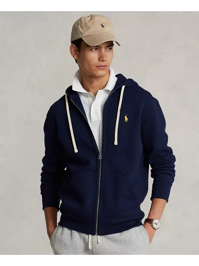 Мужская толстовка с капюшоном Signature Fleece Polo Ralph Lauren — изображение 1 из 5, темно-синий