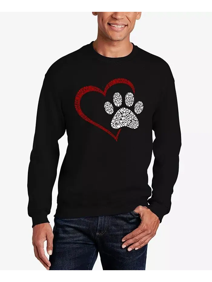 Paw Heart - Мужская толстовка с круглым вырезом Word Art LA Pop Art — изображение 1 из 5, черный