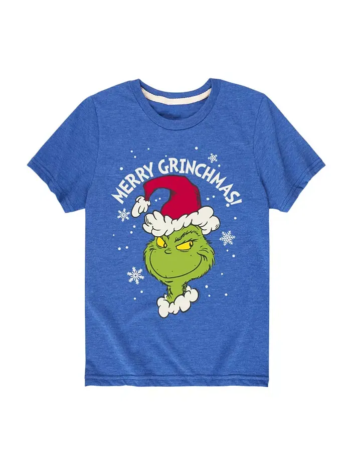 Футболка с принтом "Merry Grinchmas" для мальчиков старшего возраста The Grinch — синий