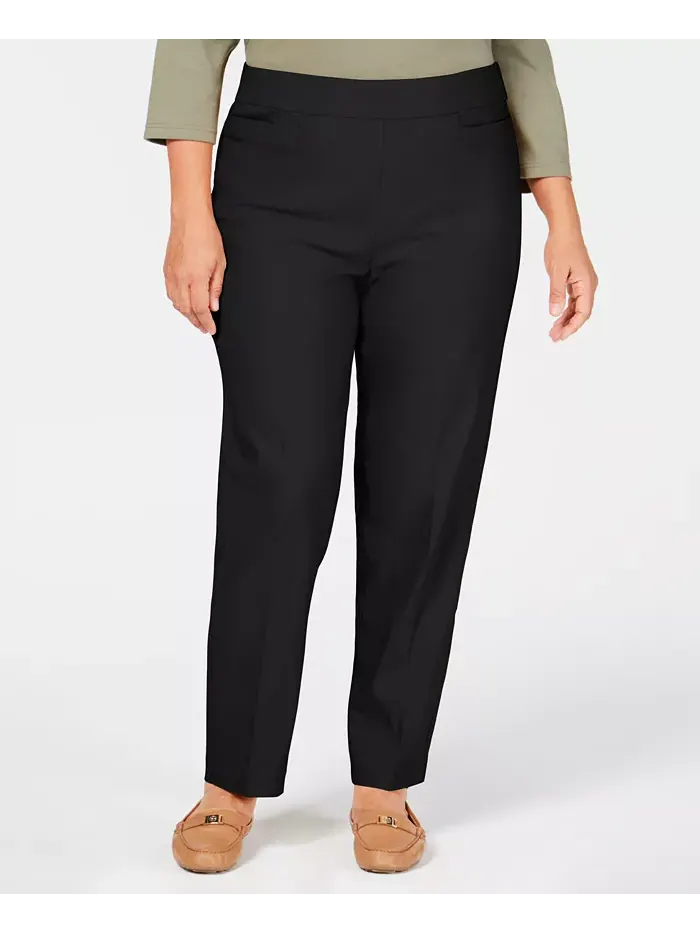 Брюки Plus Size Classic Allure с контролем живота, классической посадкой и средней длиной Alfred — изображение 1 из 2, черный