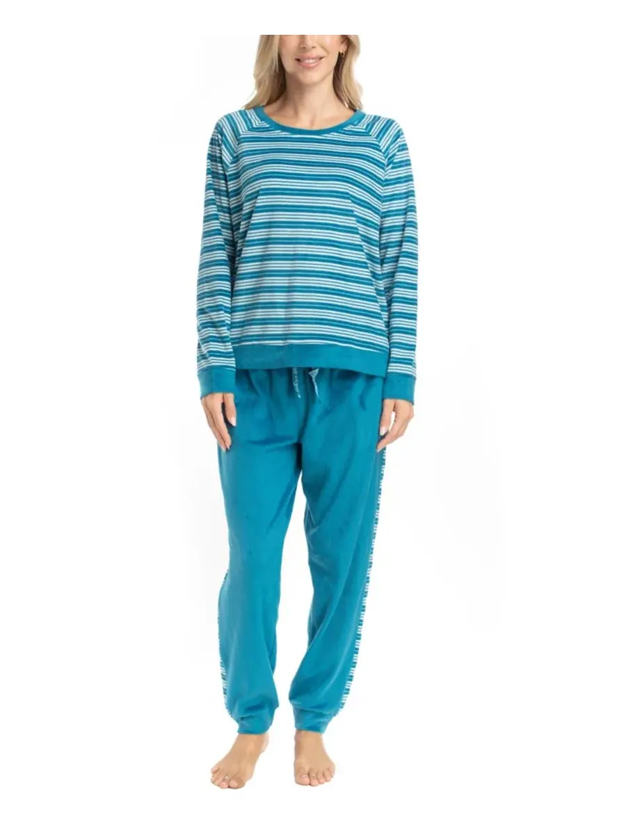 Вероятно, комплект домашней пижамы MUK LUKS, Teal Stripe — изображение 1 из 9