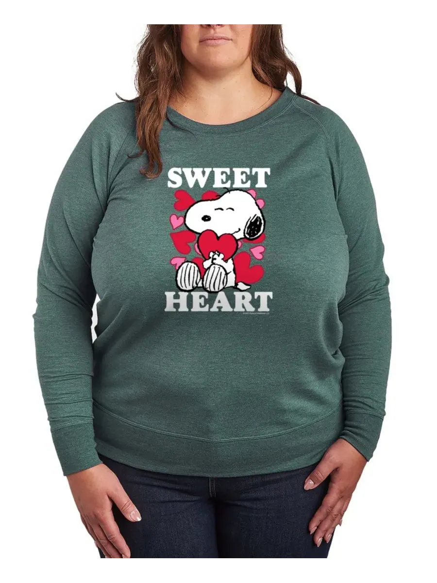 Женская футболка-пуловер Peanuts Snoopy Sweet Heart Valentine из французского махрового трикотажа — изображение 1 из 3