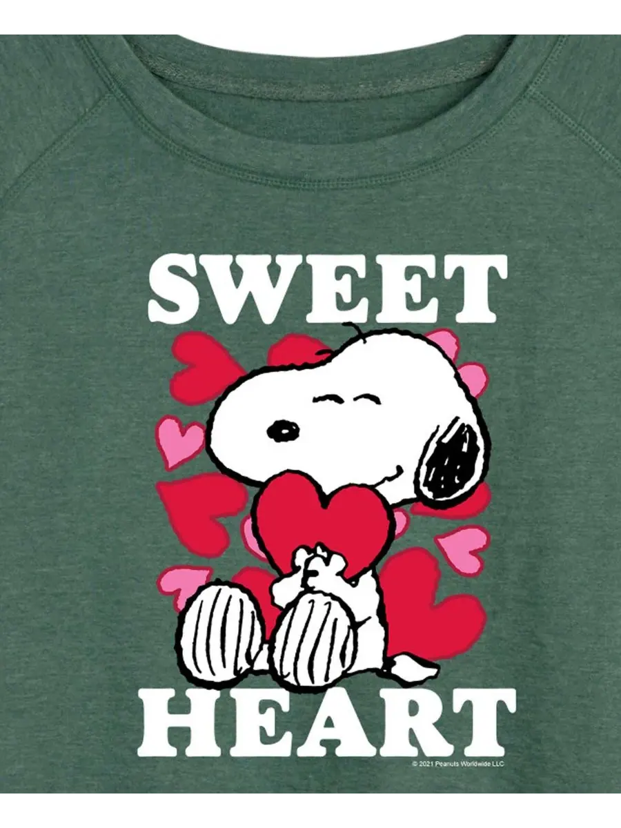Женская футболка-пуловер Peanuts Snoopy Sweet Heart Valentine из французского махрового трикотажа — изображение 2 из 3