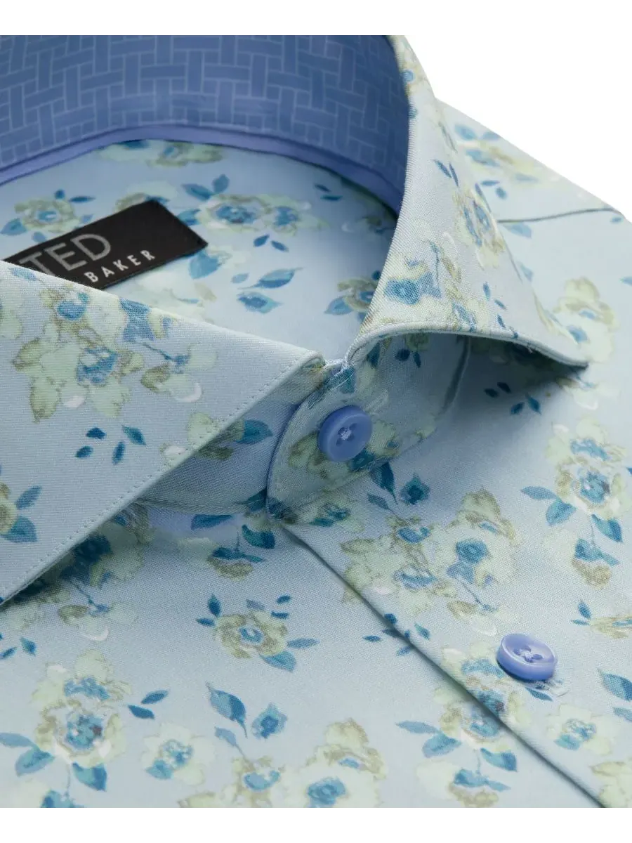 Мужская рубашка Ted Baker Premium Slim-Fit, не требующая глажки — изображение 4 из 4, синий мульти