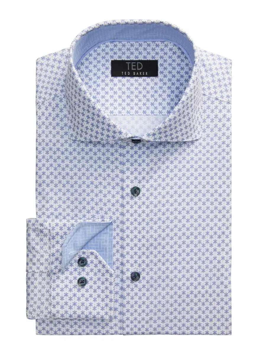 Мужская рубашка Ted Baker Premium Slim-Fit, не требующая глажки — изображение 3 из 4, темно-синий