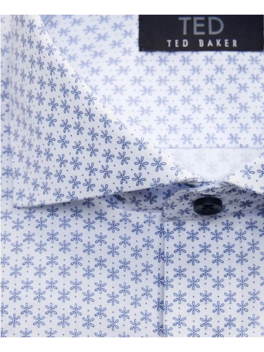 Мужская рубашка Ted Baker Premium Slim-Fit, не требующая глажки — изображение 4 из 4, темно-синий