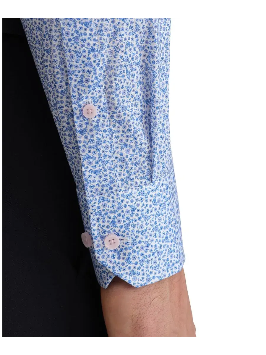 Мужская рубашка Ted Baker Premium Slim-Fit, не требующая глажки — изображение 3 из 5, синий