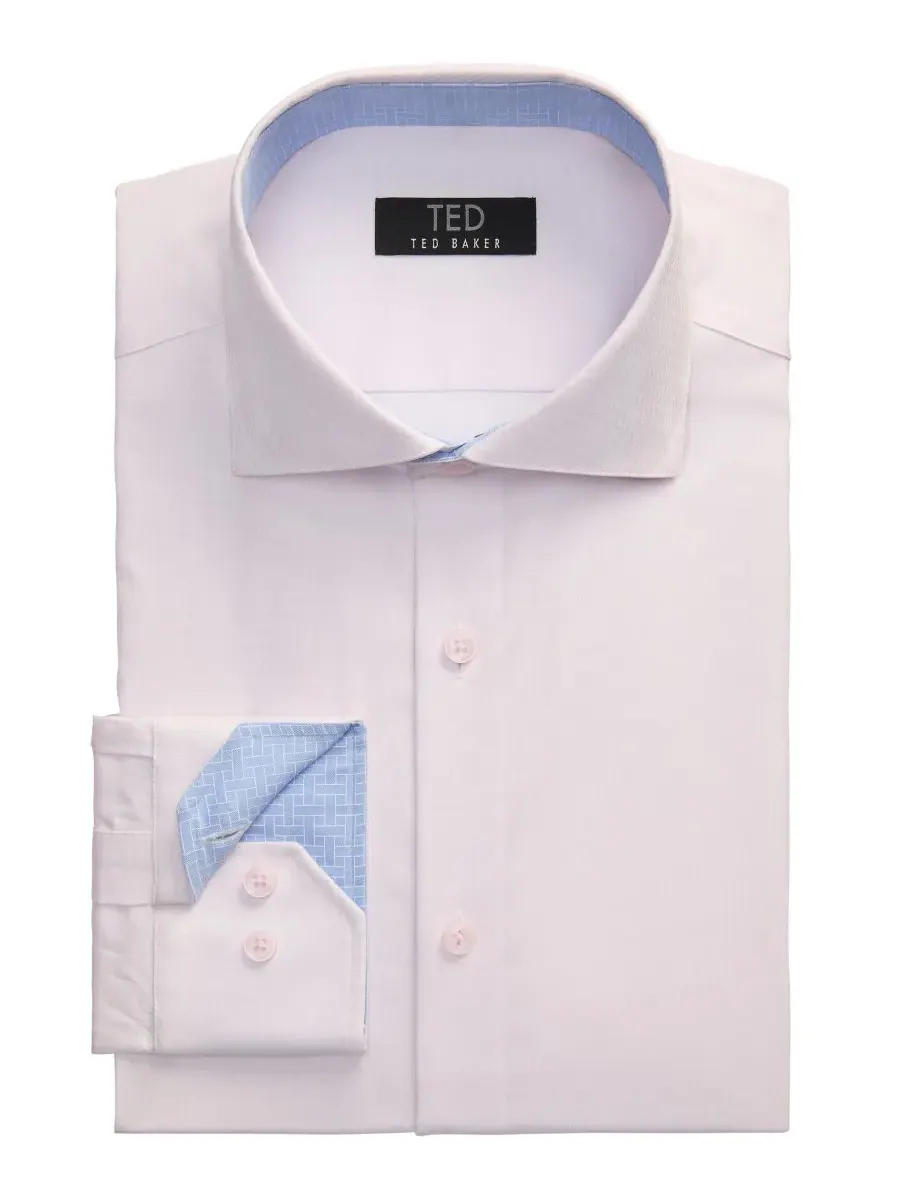 Мужская рубашка Ted Baker Premium Slim-Fit, не требующая глажки — изображение 5 из 6, розовый