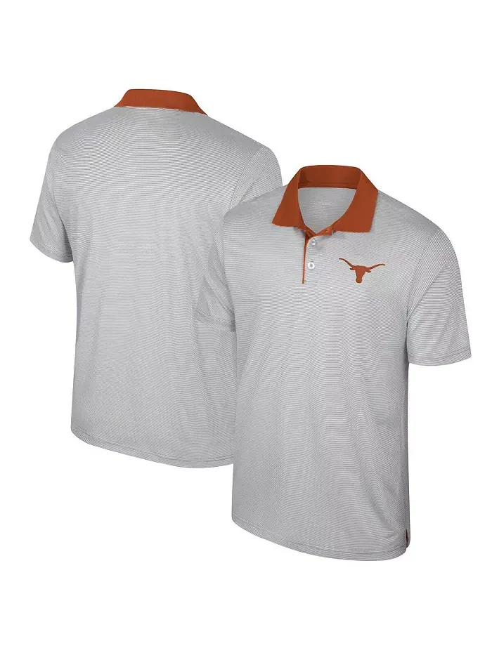 Мужская поло с полосками и подгибкой Big Tall Texas Longhorns в сером цвете Colosseum — изображение 9 из 14, серый