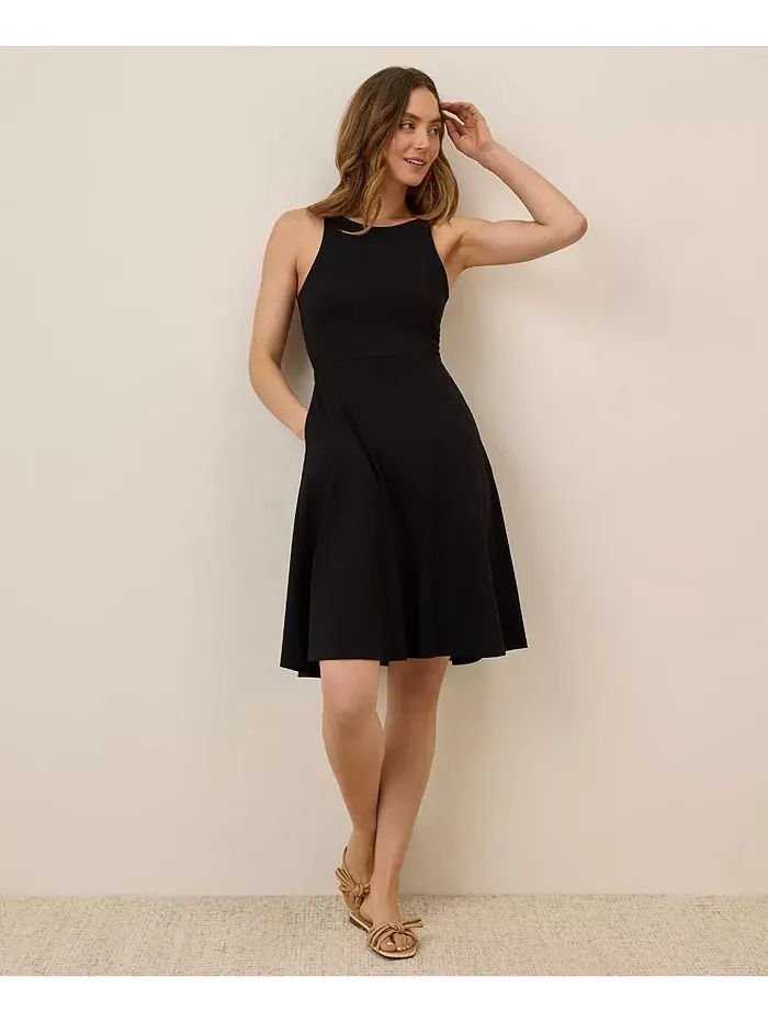 Женское платье из органического хлопка Fit & Flare с перекрутом на спине Pact — изображение 1 из 1, синий