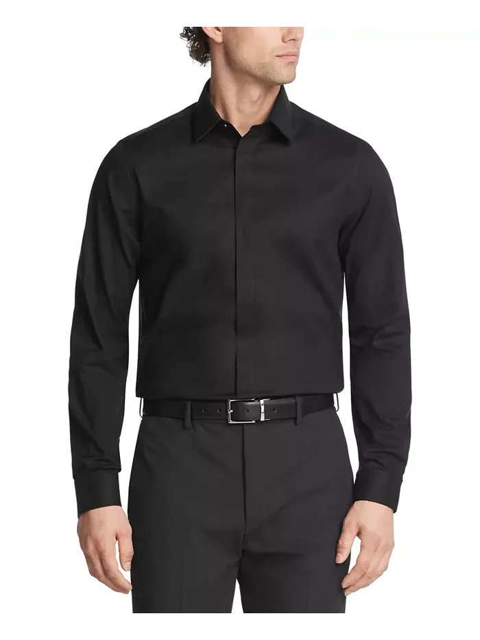 Мужская классическая рубашка Slim-Fit Calvin Klein — изображение 1 из 7, черный