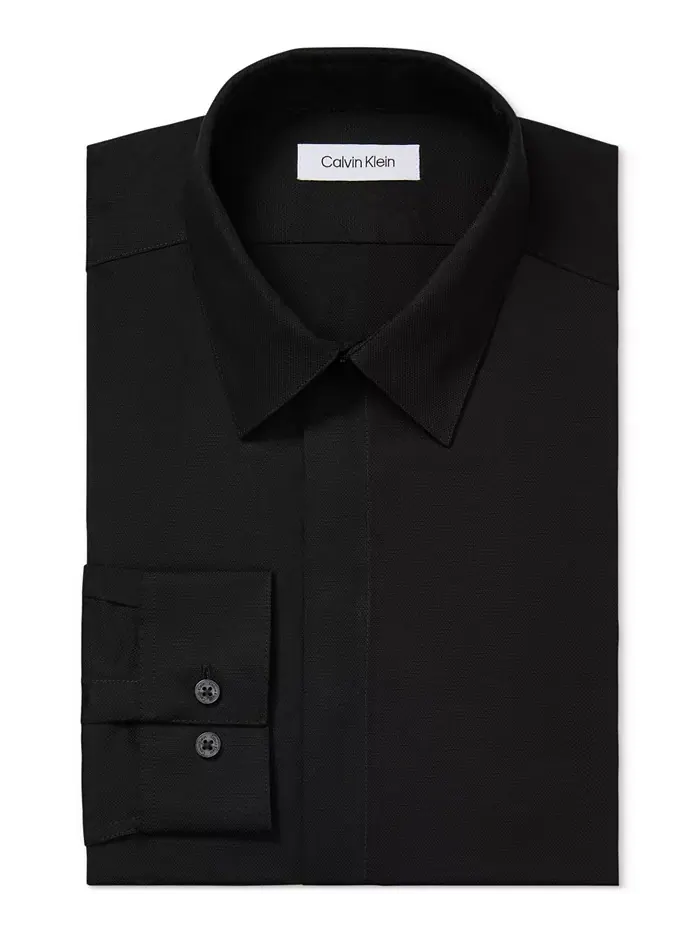 Мужская классическая рубашка Slim-Fit Calvin Klein — изображение 3 из 7, черный