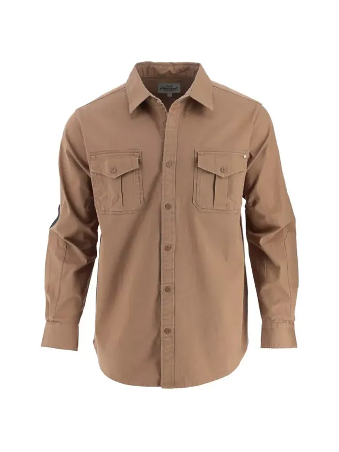 Мужская утепленная универсальная рубашка на пуговицах с длинными рукавами и эластичной тканью — изображение 1 из 2