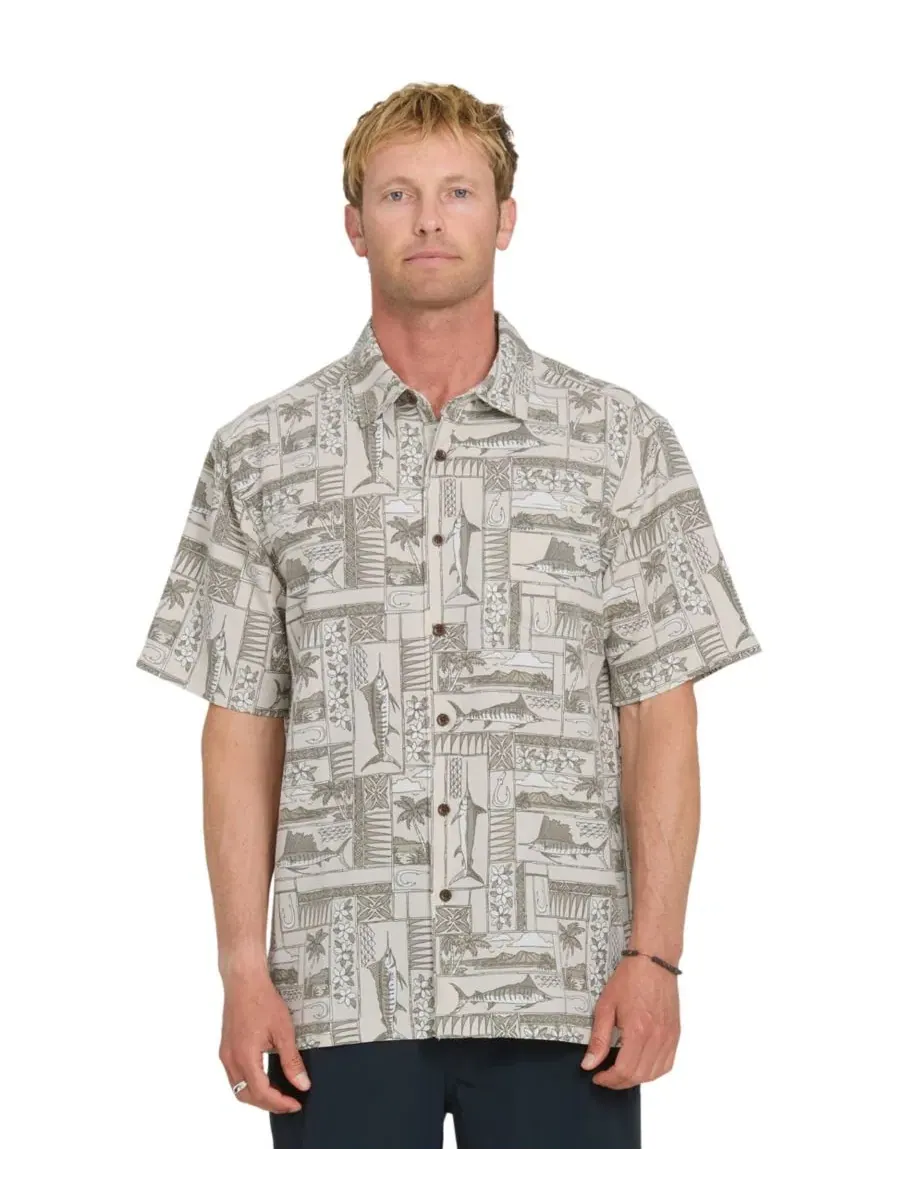 Мужская рубашка с коротким рукавом Quiksilver East Cape Quiksilver Waterman — изображение 1 из 5, лунный свет
