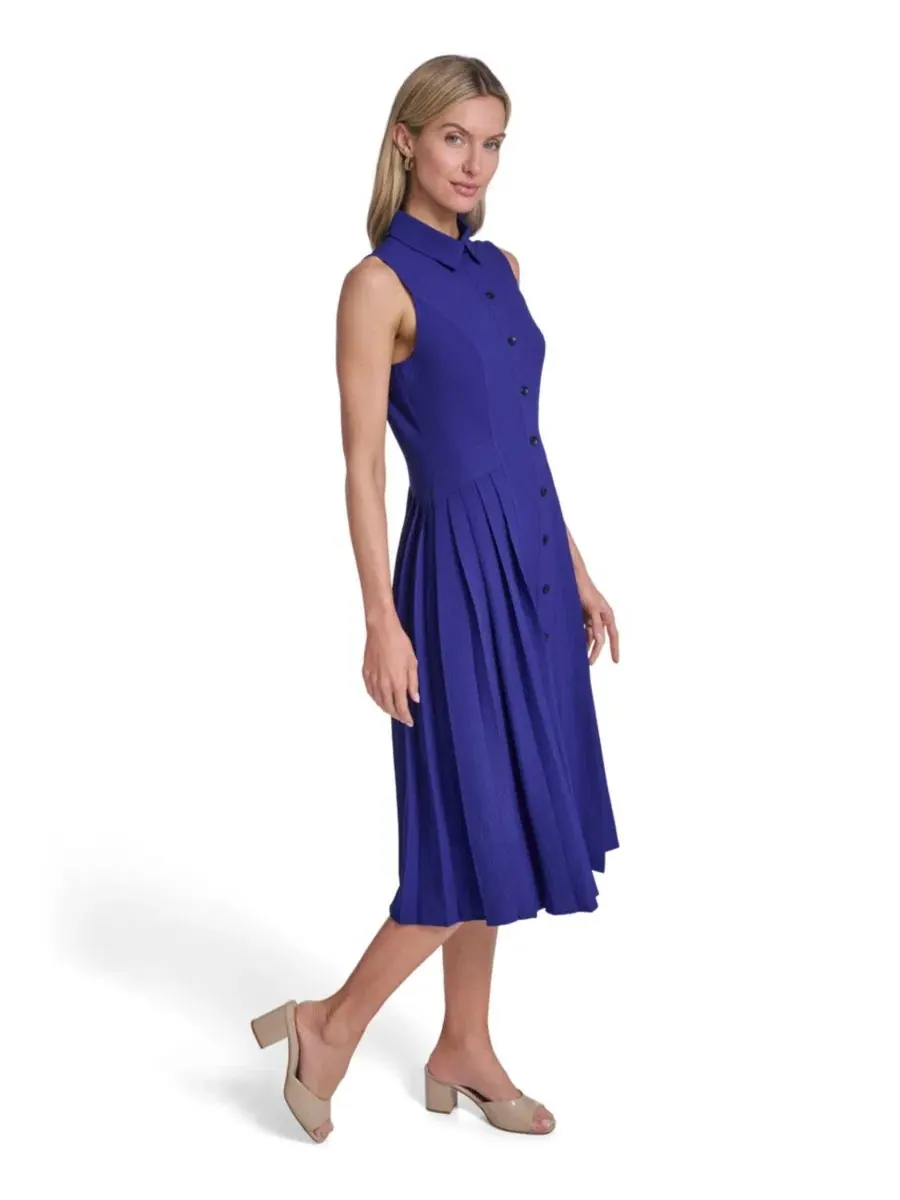 Женское платье-рубашка с воротником и боковыми складками Calvin Klein — изображение 3 из 5, ультрамарин
