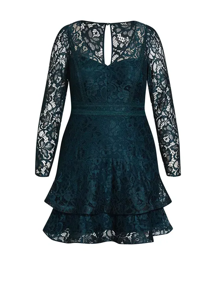 Платье Plus Size Lace Lover CITY CHIC — изображение 2 из 3, изумруд