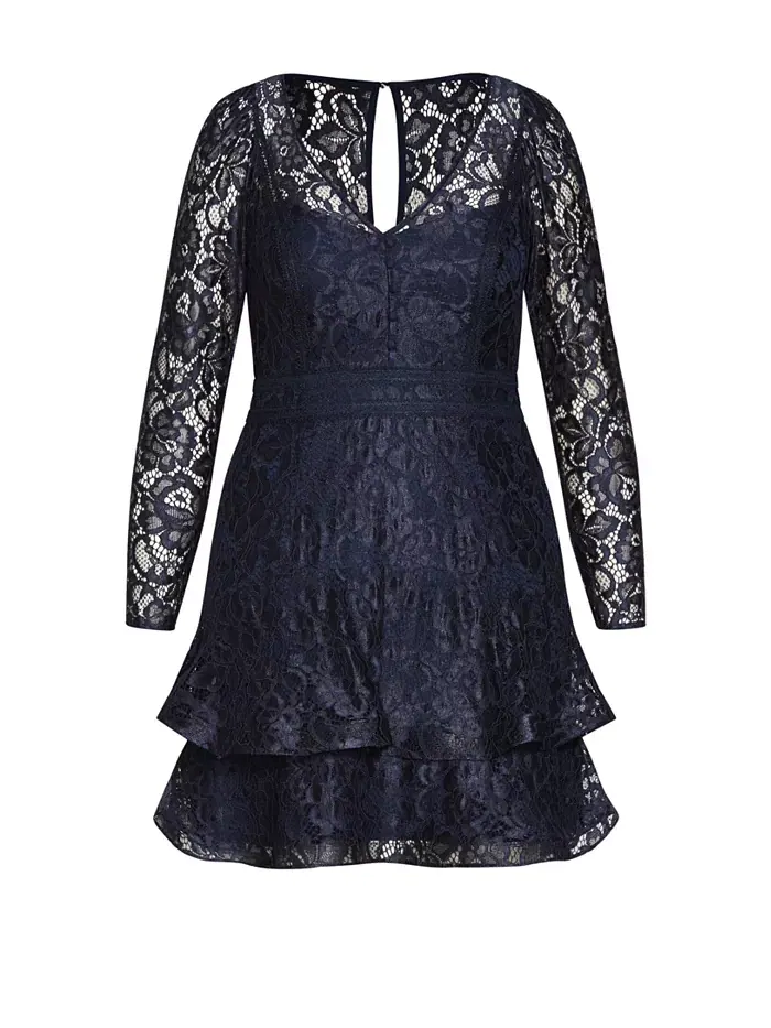 Платье Plus Size Lace Lover CITY CHIC — изображение 3 из 3, темно-синий