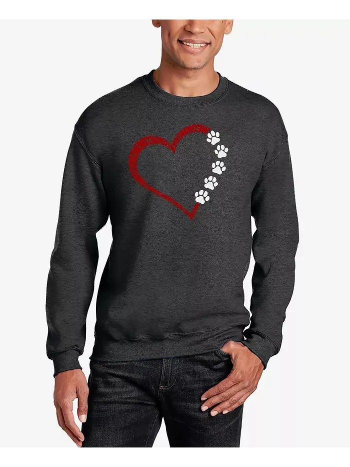 Мужской свитшот с принтом Meow Heart Word Art LA Pop Art — изображение 1 из 2, темный серый