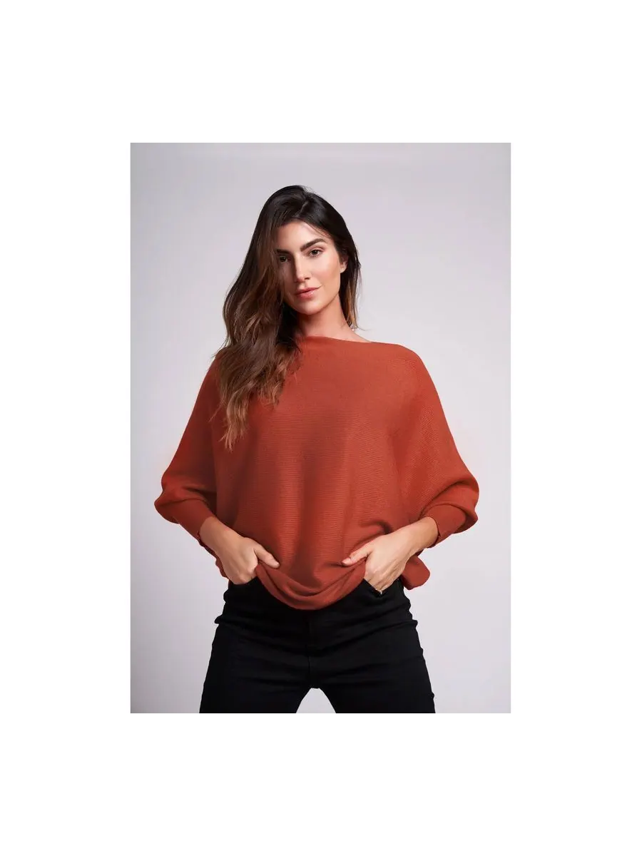Женский свитер Ivy Oversized с рукавами летучая мышь длиной 3/4 Caldwell Collection — оранжевый