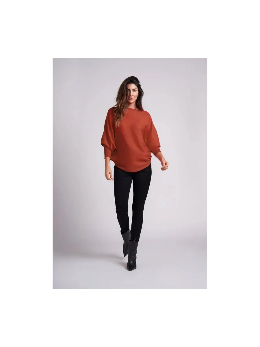 Женский свитер Ivy Oversized с рукавами летучая мышь длиной 3/4 Caldwell Collection — изображение 3 из 3, оранжевый