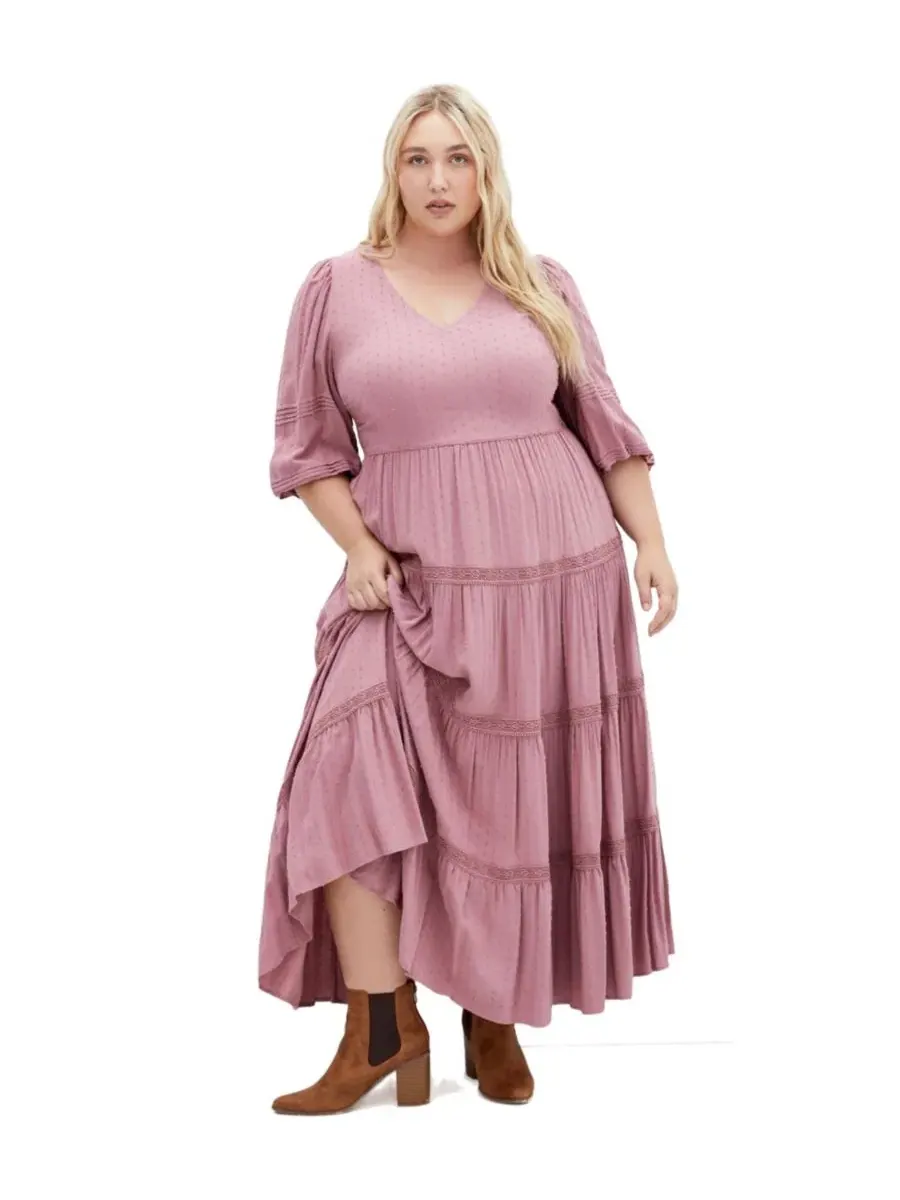 Платье макси с кружевом Arielle Lace Maxi Dress CITY CHIC — изображение 1 из 5, пудровый розовый