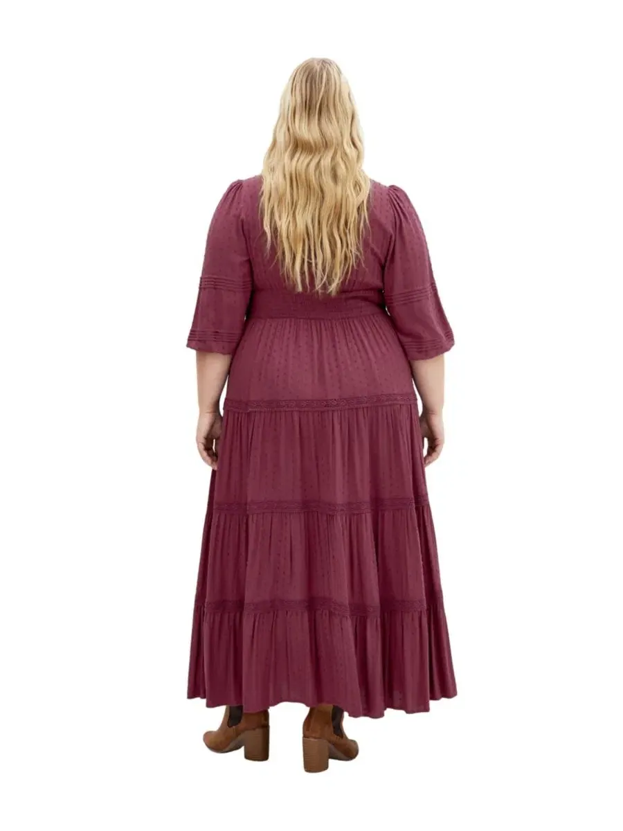 Платье макси с кружевной отделкой Arielle Lace City Chic — изображение 2 из 5, фиолетовый