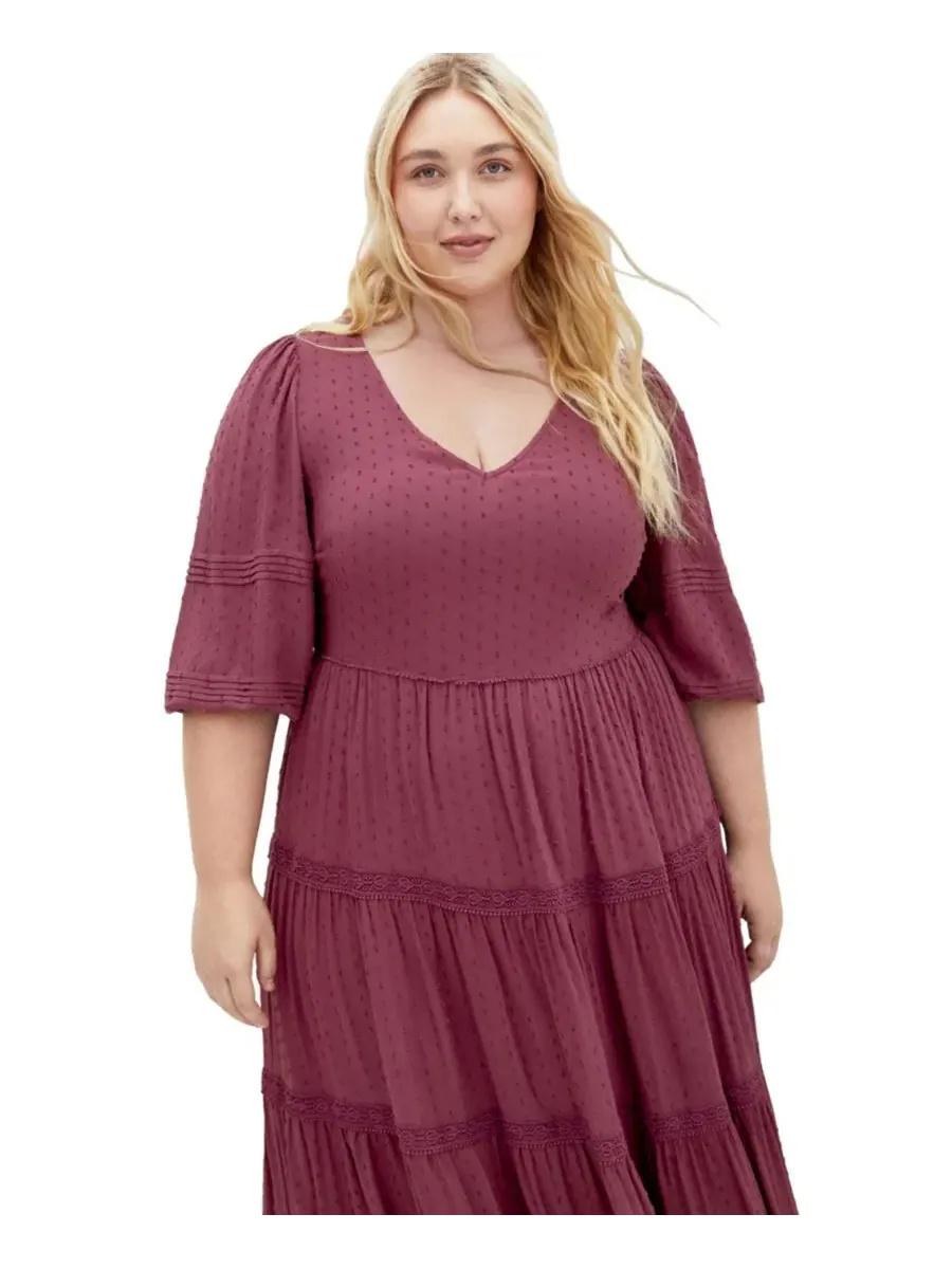Платье макси с кружевной отделкой Arielle Lace City Chic — изображение 3 из 5, фиолетовый