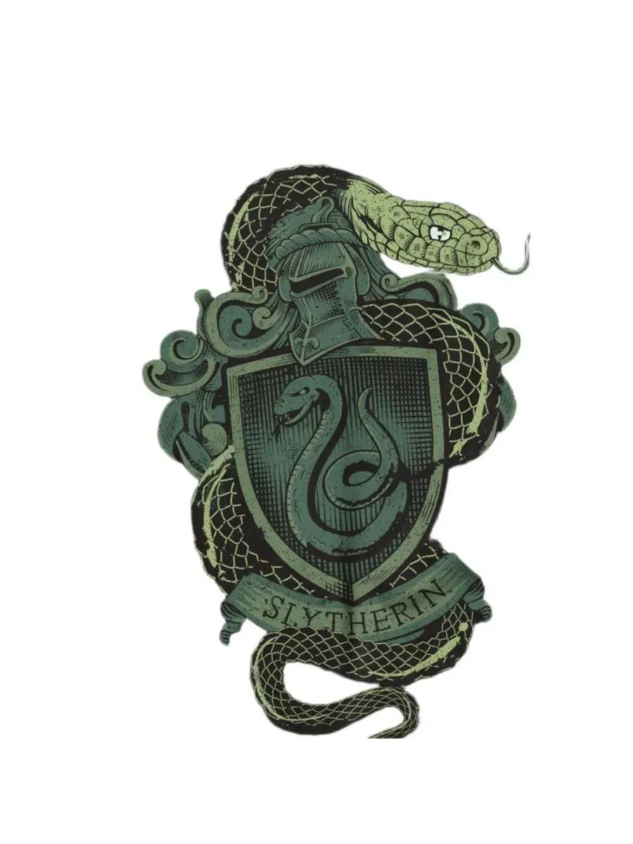 Футболка с принтом Slytherin Snake Crest Harry Potter — изображение 2 из 3, черный