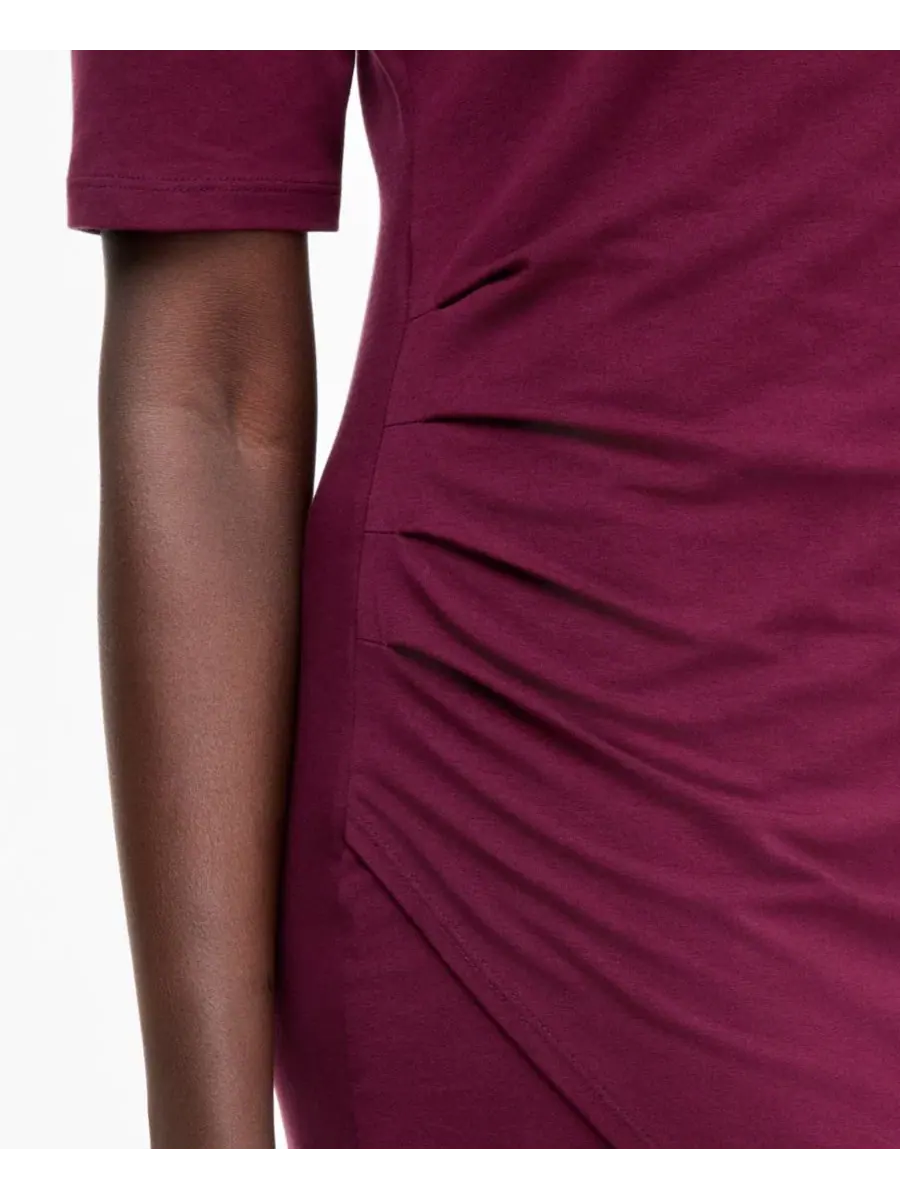 Платье миди с разрезом, модель Front-Slit Short-Sleeve Midi Dress I.N.C. International Concepts — изображение 4 из 4, винный
