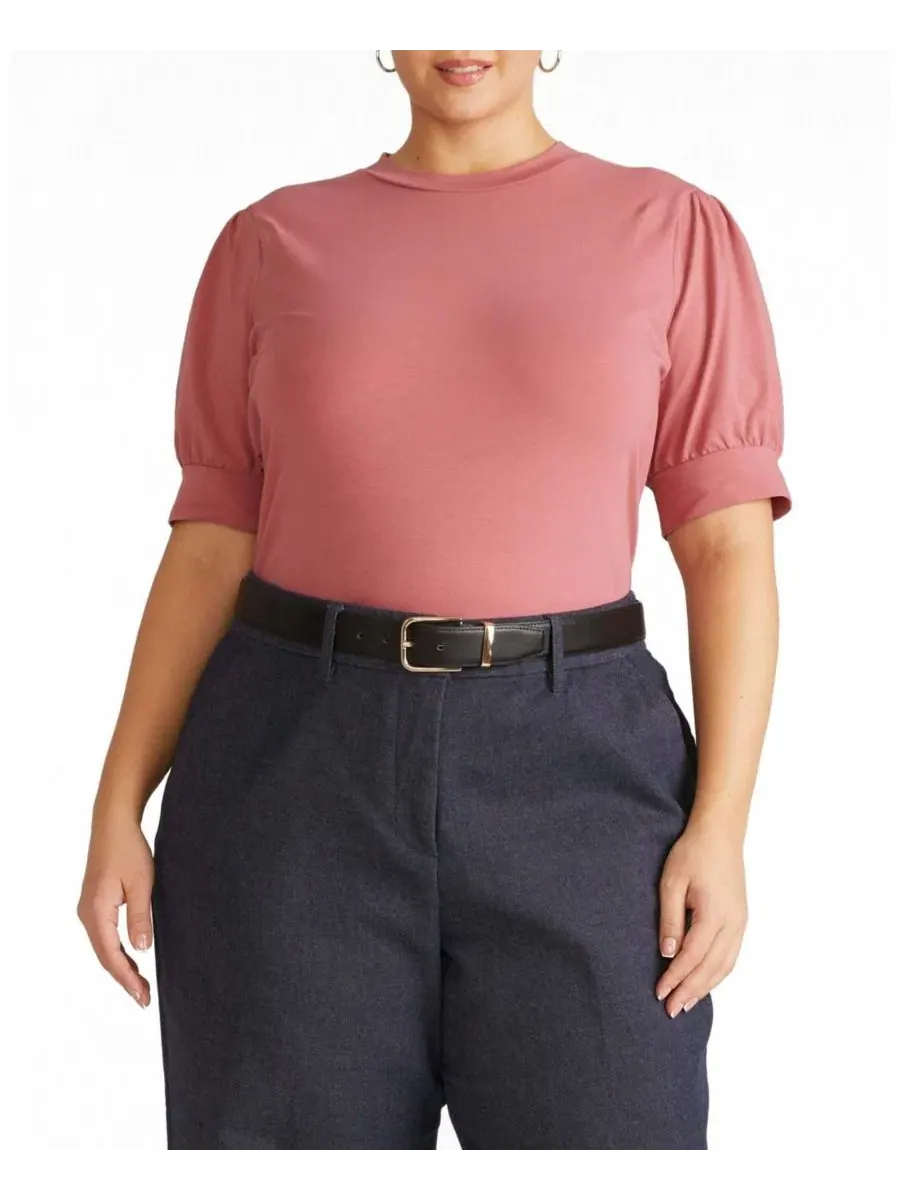 Футболка с пышными рукавами, модель Pouf Sleeve Tee Universal Standard — изображение 1 из 3, розовый