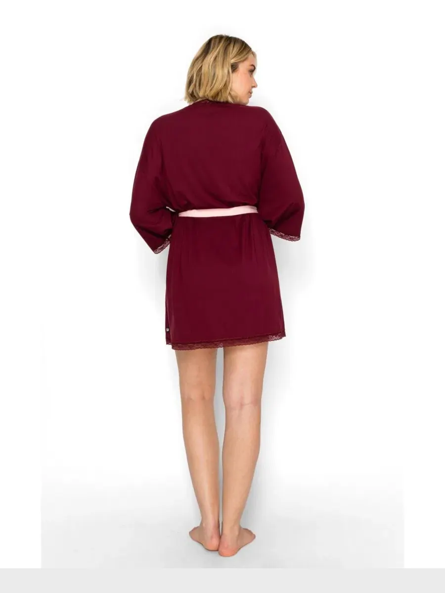 Женский халат-кимоно с запахом Yummy Jersey Studio Badgley Mischka — изображение 3 из 5, красный