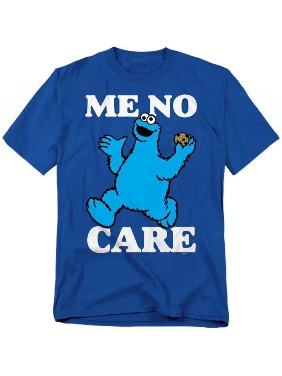 Футболка с принтом Cookie Monster Me No Care Sesame Street — изображение 1 из 3, королевский