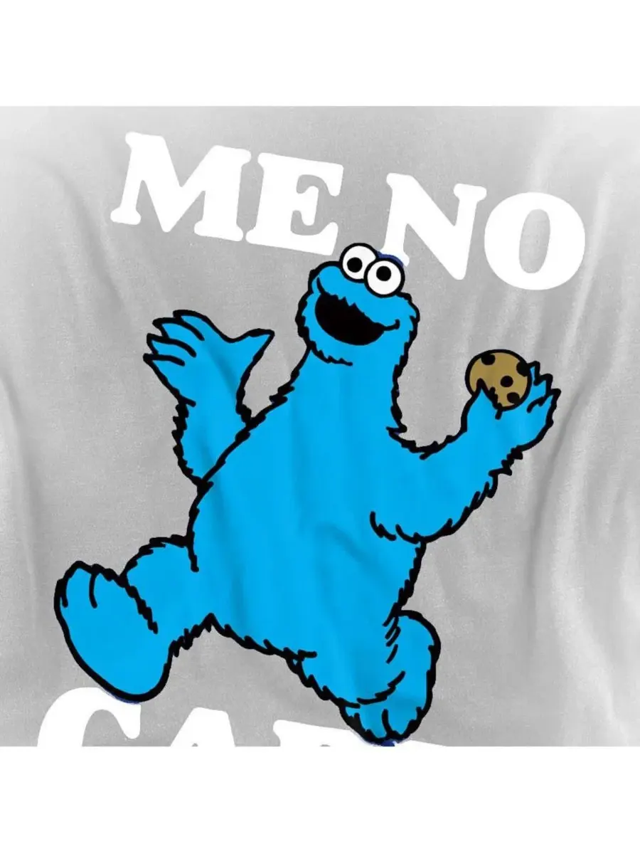 Футболка с принтом Cookie Monster Me No Care Sesame Street — изображение 3 из 3, королевский